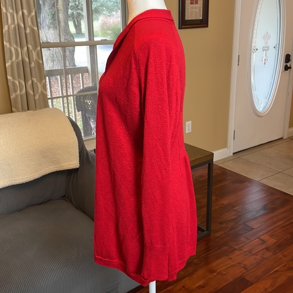 ❌ SOLD Holiday Sparkle Red Metallic Apt 9 Open Front Cardigan Peplum Waist, L - Picture 6 of 7